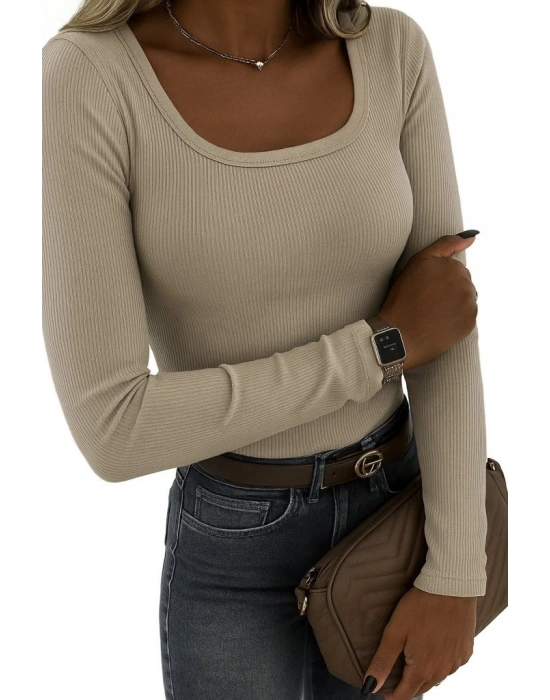 Kadın Uzun Kollu Derin Yuvarlak Yaka Kaşkorse Bluz