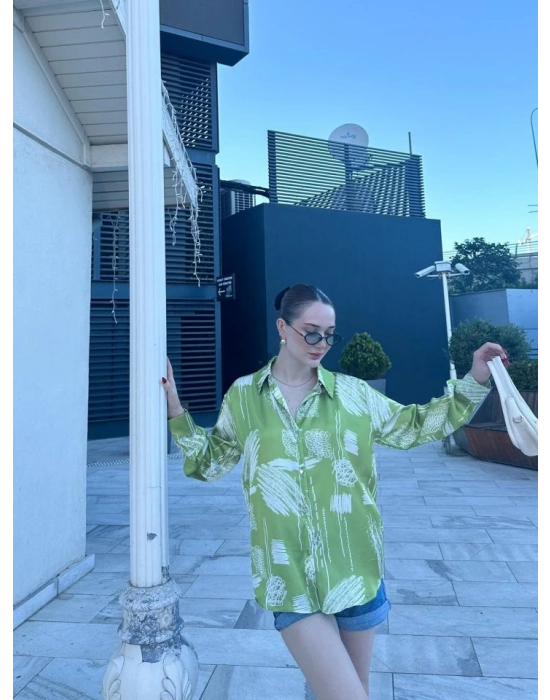 Kadın Uzun Kollu Dijital Baskılı alaş aten Gömlek