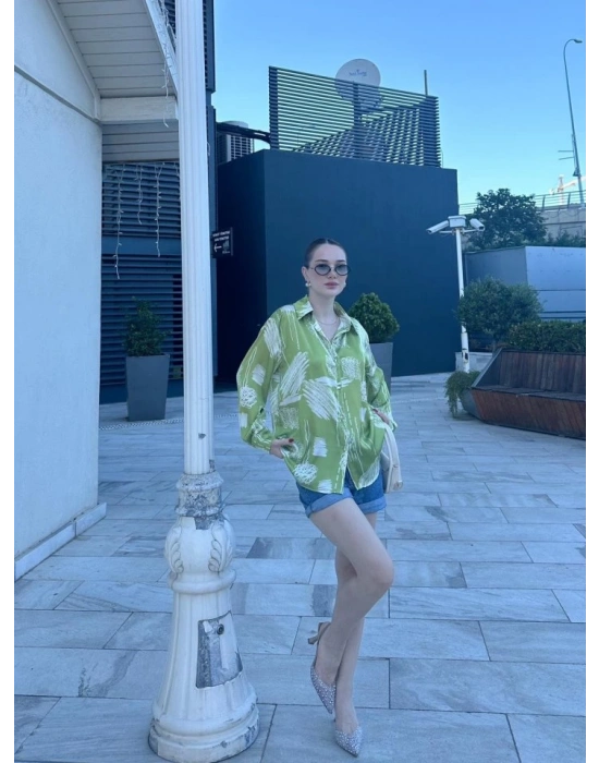 Kadın Uzun Kollu Dijital Baskılı alaş aten Gömlek