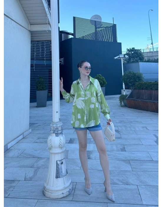 Kadın Uzun Kollu Dijital Baskılı alaş aten Gömlek