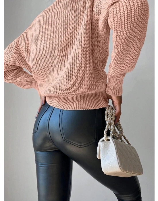 Kadın Uzun Kollu Düğme Detay Triko Bluz