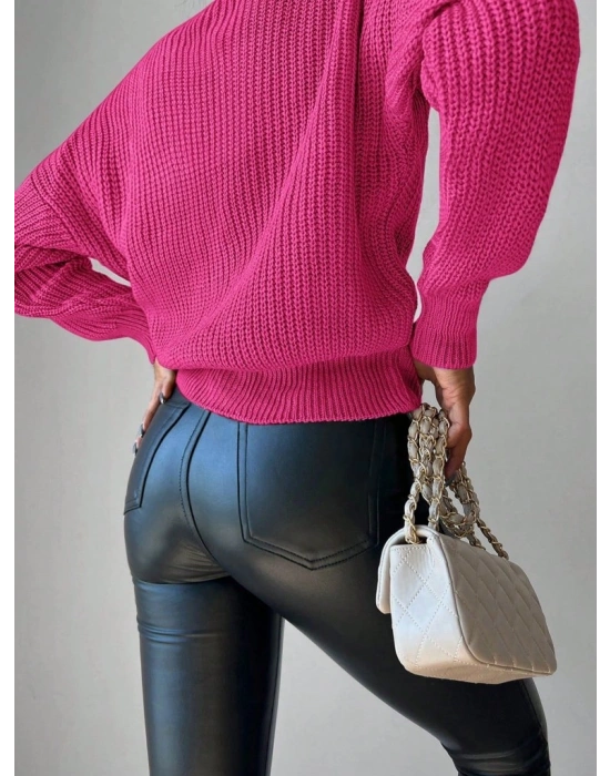 Kadın Uzun Kollu Düğme Detay Triko Bluz