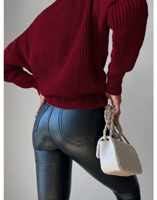 Kadın Uzun Kollu Düğme Detay Triko Bluz