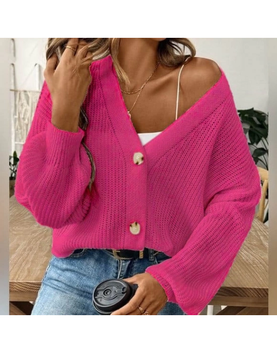 Kadın Uzun Kollu Düğme Detay Triko Bluz