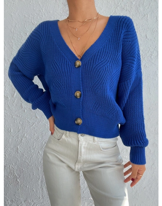 Kadın Uzun Kollu Düğme Detay Triko Hırka