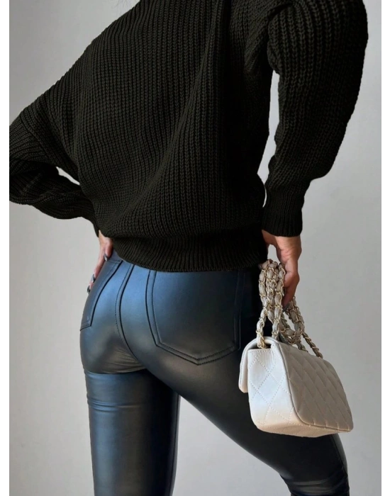 Kadın Uzun Kollu Düğme Detay Triko Hırka