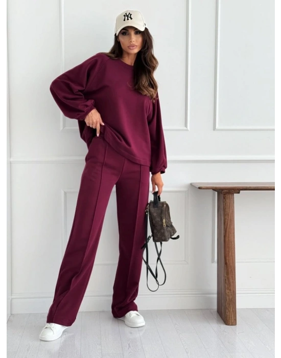 Kadın Uzun Kollu Geniş Kesim Modal Bluz Ve Pantolon Ikili Takım