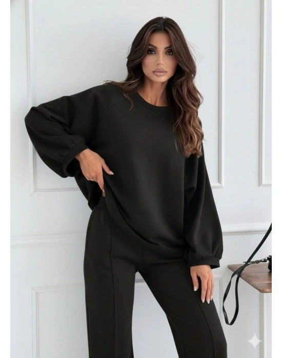 Kadın Uzun Kollu Geniş Kesim Modal Bluz Ve Pantolon Ikili Takım