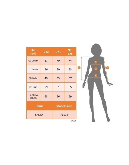 Kadın Uzun Kollu Göğüs Pencere Detay Yaka Boğazlı Kolları Tüllü Sandy Bluz