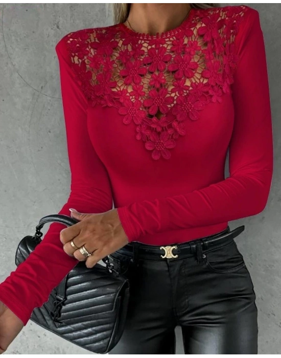 Kadın Uzun Kollu Güpür Detay Dalgıç Bluz