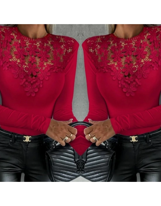 Kadın Uzun Kollu Güpür Detay Dalgıç Bluz