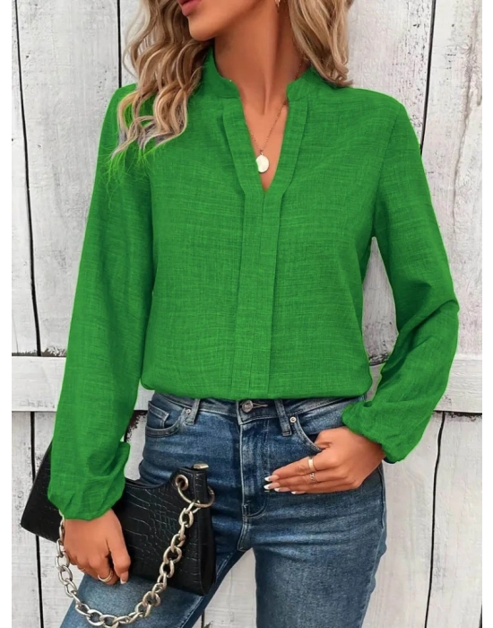 Kadın Uzun Kollu Hakim Yaka Bluz