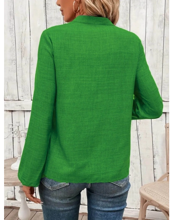 Kadın Uzun Kollu Hakim Yaka Bluz