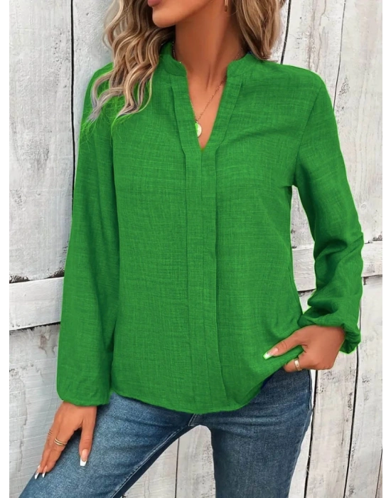 Kadın Uzun Kollu Hakim Yaka Bluz