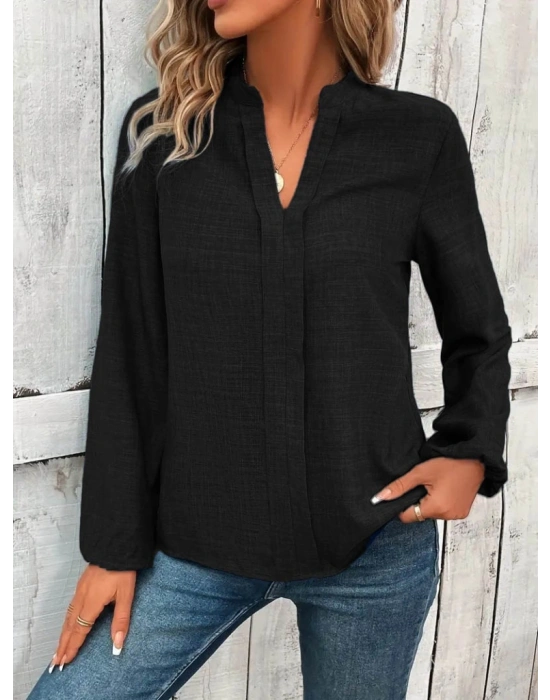 Kadın Uzun Kollu Hakim Yaka Bluz