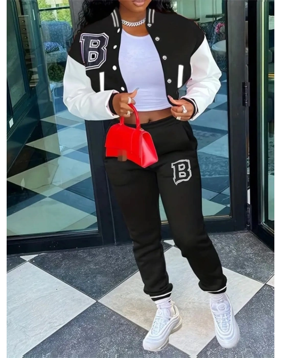 Kadın Uzun Kollu Hakim Yaka önden Düğmeli Ceket Pantolon şardonlu Iki Iplik Ikili Takım