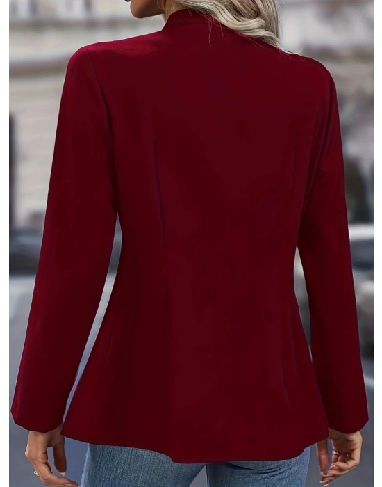 Kadın Uzun Kollu Hakim Yaka önden Düğmeli Kısa Atlas Ceket