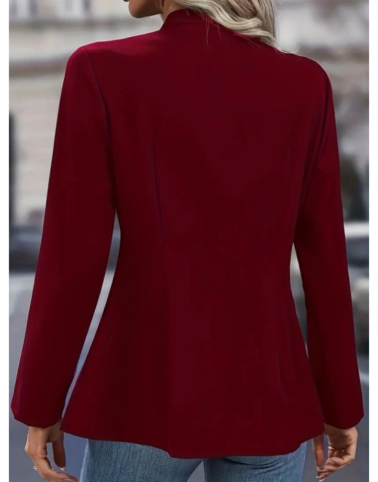 Kadın Uzun Kollu Hakim Yaka önü Açık Düğme Detaylı Atlas Ceket