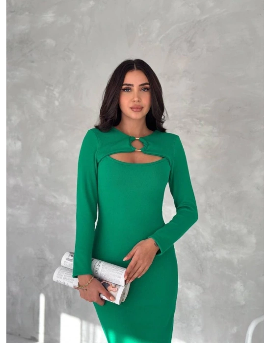 Kadın Uzun Kollu Halka Ve Pencere Dekolte Detay Fırsat ürün idi Boy Elbise