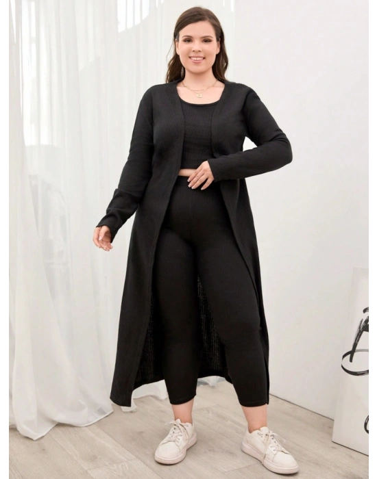 Kadın Uzun Kollu Hırka Atlet Ve Eşofman Yün Viskon üçlü Takım