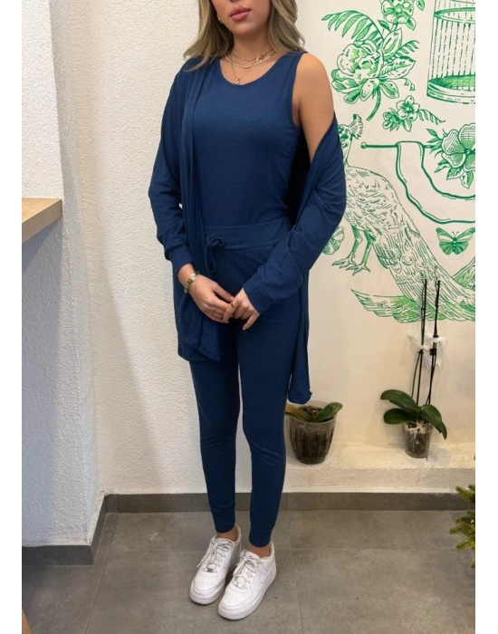 Kadın Uzun Kollu Hırka Atlet Ve Eşofman Yün Viskon üçlü Takım