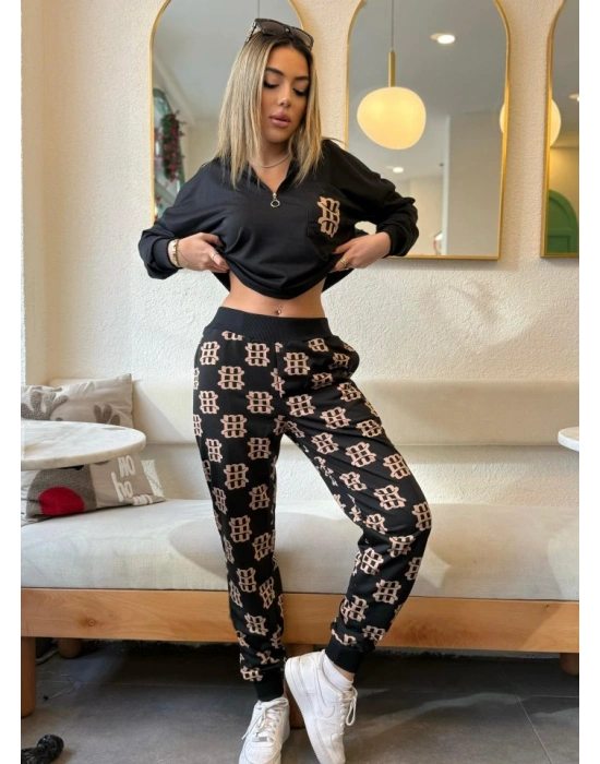 Kadın Uzun Kollu Iki Iplik Kumaş Fermuar Ve Cep Detay Kapüşonlu Ikili Takım