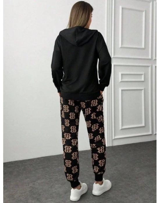 Kadın Uzun Kollu Iki Iplik Kumaş Fermuar Ve Cep Detay Kapüşonlu Ikili Takım