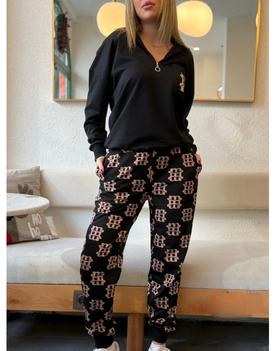 Kadın Uzun Kollu Iki Iplik Kumaş Fermuar Ve Cep Detay Kapüşonlu Ikili Takım