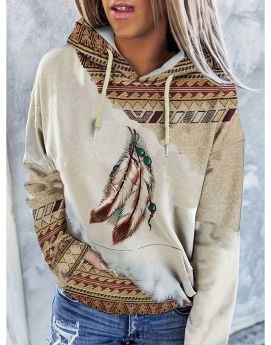 Kadın Uzun Kollu Kapşonlu Bağcıklı şardonlu Dalgıç Bluz