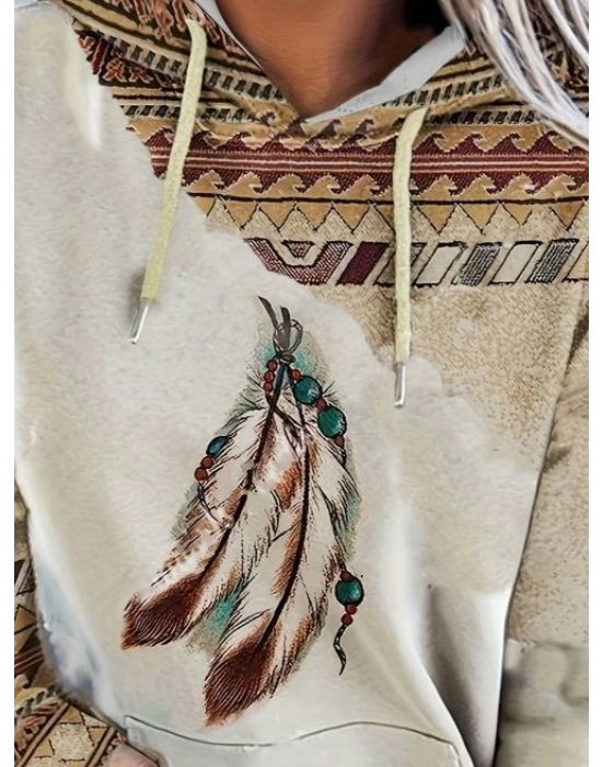 Kadın Uzun Kollu Kapşonlu Bağcıklı şardonlu Dalgıç Bluz