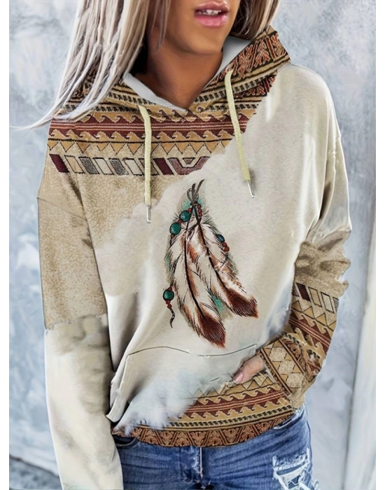 Kadın Uzun Kollu Kapşonlu Bağcıklı şardonlu Dalgıç Bluz