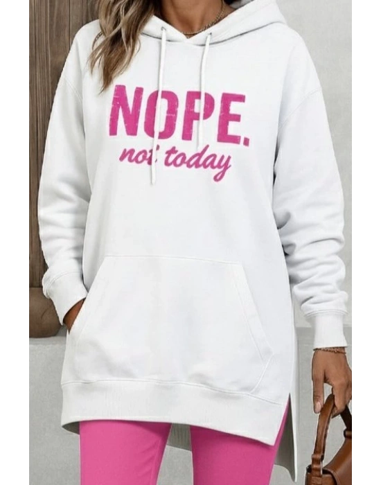 Kadın Uzun Kollu Kapşonlu Bağcıklı Viskon Iki Iplik Sweat