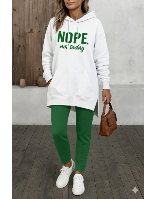 Kadın Uzun Kollu Kapşonlu Bağcıklı Viskon Iki Iplik Sweat