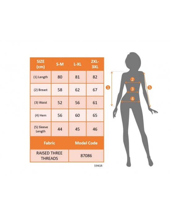 Kadın Uzun Kollu Kapşonlu Fermuar Detaylı Cepli Uzun üç Iplik Ceket
