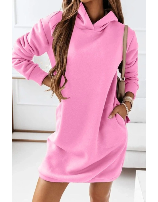 Kadın Uzun Kollu Kapşonlu Kısa Iki Iplik Elbise