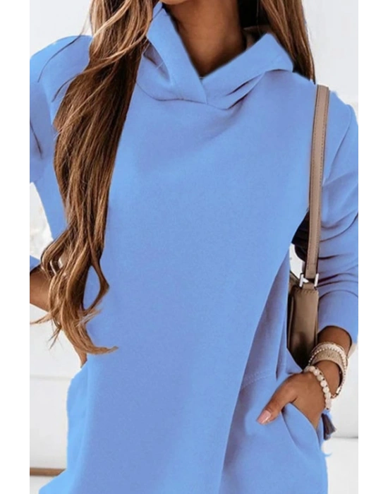 Kadın Uzun Kollu Kapşonlu Kısa Iki Iplik Elbise