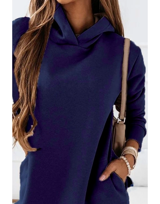 Kadın Uzun Kollu Kapşonlu Kısa Iki Iplik Elbise