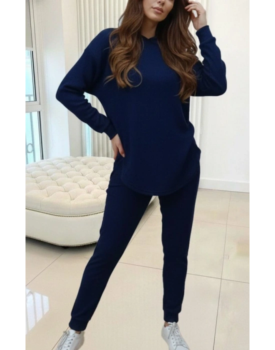 Kadın Uzun Kollu Kapşonlu Meloni Bluz Ve Pantolon Ikili Takım