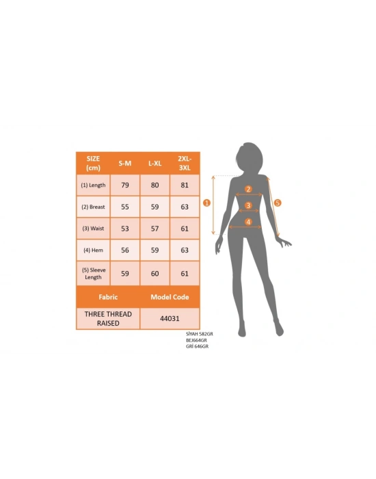 Kadın Uzun Kollu Kapşonlu önden Fermuarlı Uzun üç Iplik Ceket