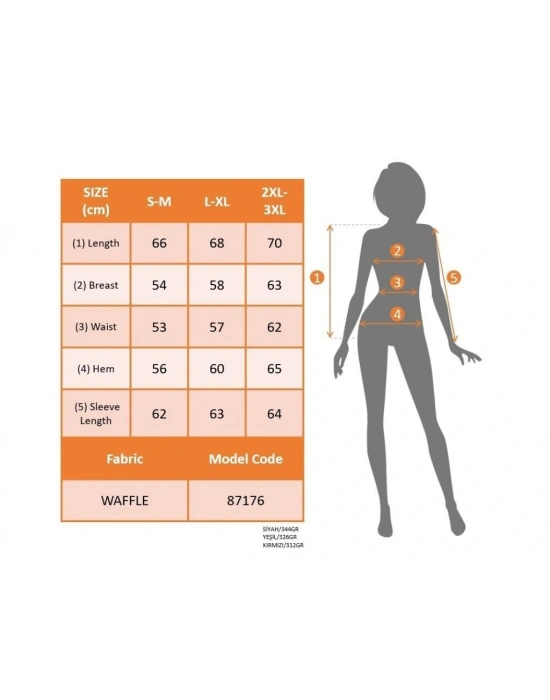 Kadın Uzun Kollu Kapşonlu önü Düğmeli Ve Bağcıklı Waffle Bluz