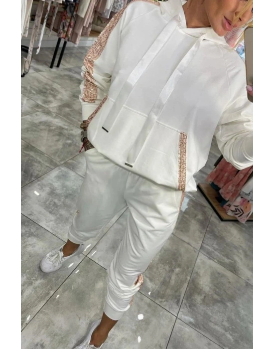 Kadın Uzun Kollu Kapşonlu Pulpayet Detay Viskon Iki Iplik Bluz Ve Pantolon Ikili Takım