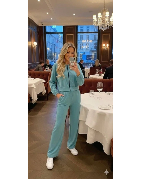 Kadın Uzun Kollu Kapüşonlu Hırka Ve Pantolon Ikili Takim