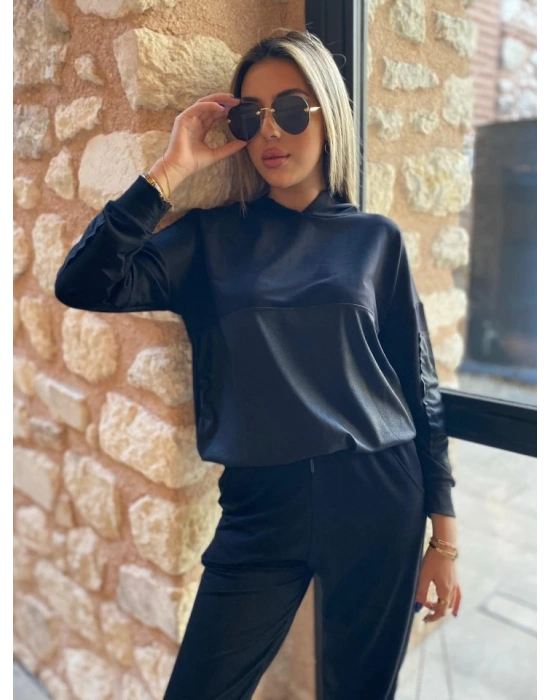 Kadın Uzun Kollu Kapüşonlu Oversize Sweat Ve Pantolon Ikili Takım