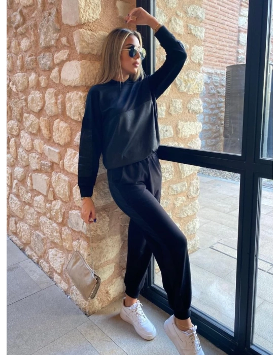 Kadın Uzun Kollu Kapüşonlu Oversize Sweat Ve Pantolon Ikili Takım