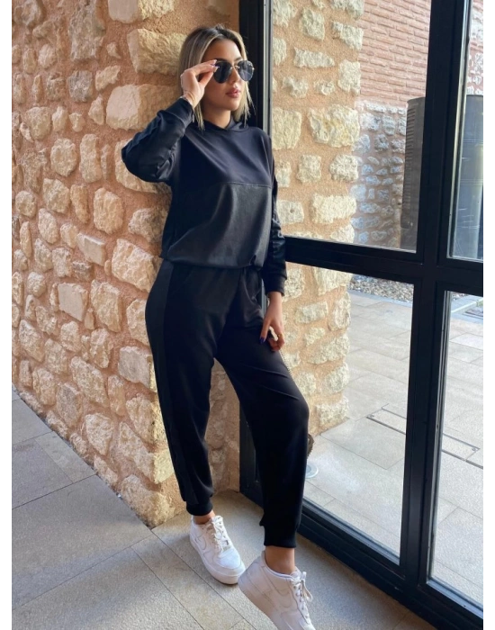 Kadın Uzun Kollu Kapüşonlu Oversize Sweat Ve Pantolon Ikili Takım