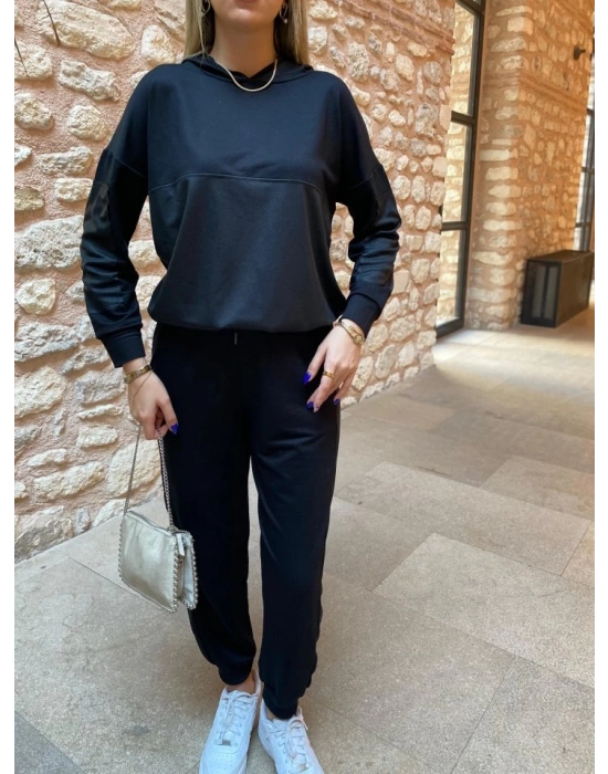 Kadın Uzun Kollu Kapüşonlu Oversize Sweat Ve Pantolon Ikili Takım