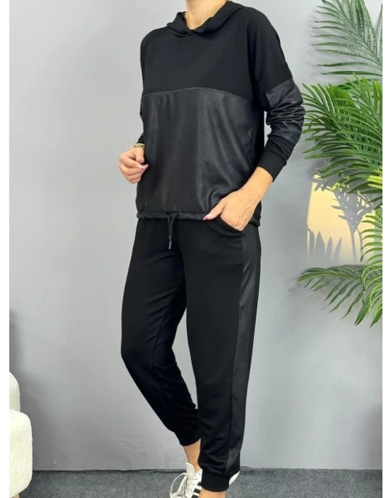 Kadın Uzun Kollu Kapüşonlu Oversize Sweat Ve Pantolon Ikili Takım