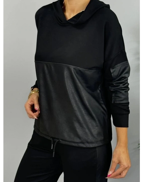 Kadın Uzun Kollu Kapüşonlu Oversize Sweat Ve Pantolon Ikili Takım