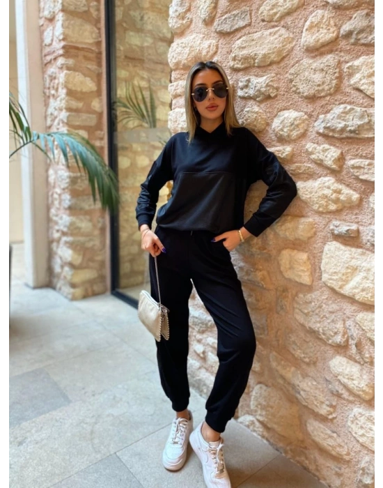 Kadın Uzun Kollu Kapüşonlu Oversize Sweat Ve Pantolon Ikili Takım