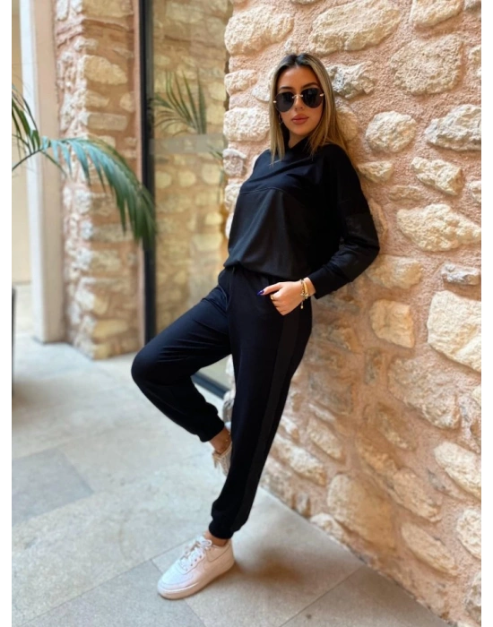 Kadın Uzun Kollu Kapüşonlu Oversize Sweat Ve Pantolon Ikili Takım